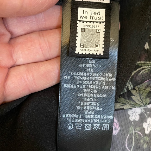 Ted Baker London Women's Dark Floral Mini Dress Small Sheer Ballon Sleeve - Picture 13 of 17